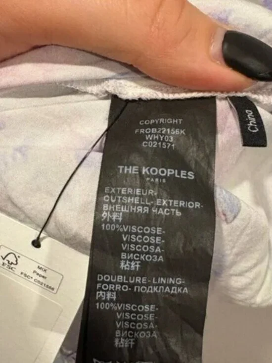 The Kooples Printed Short Dress with Frills Abstract Floral Pastel Mini Dress - Picture 11 of 12